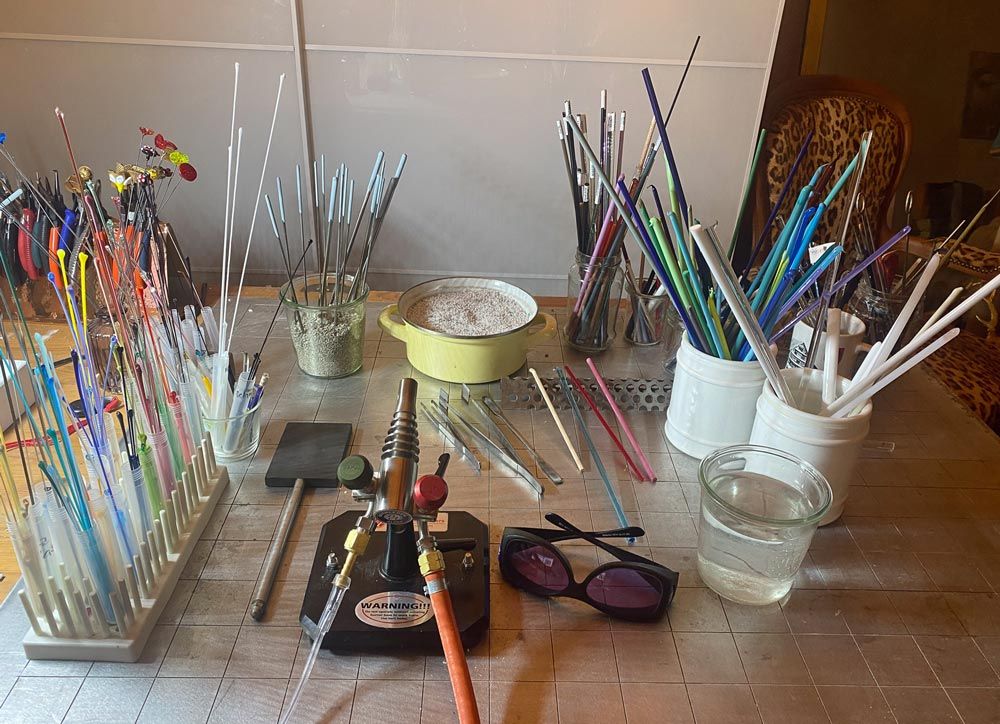 Hier entstehen meine Glasperlen